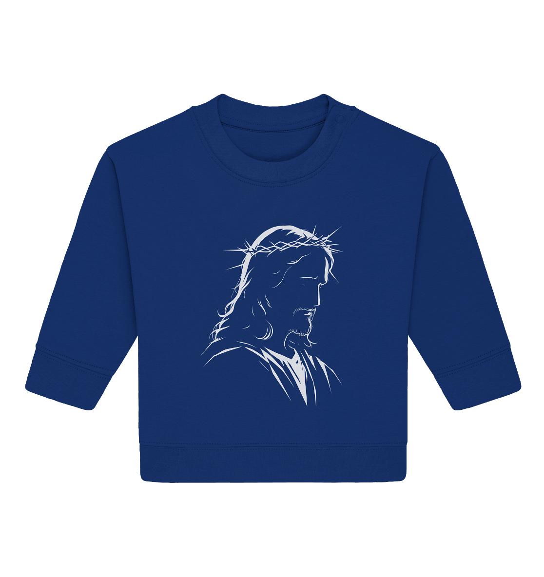Der Blick des Erlösers – Jesus-Silhouette im Konturdesign | Christliche Kleidung - Baby Organic Sweatshirt - Kids & Babys - Majorelle Blue - GfoitMa