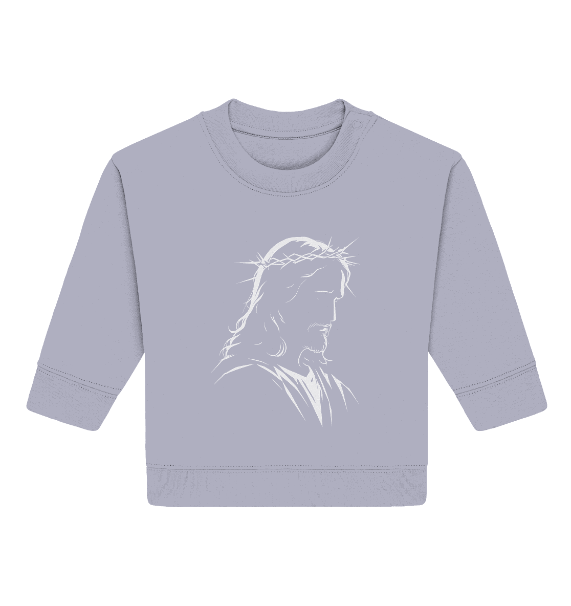 Der Blick des Erlösers – Jesus-Silhouette im Konturdesign | Christliche Kleidung - Baby Organic Sweatshirt - Kids & Babys - Serene Blue - GfoitMa