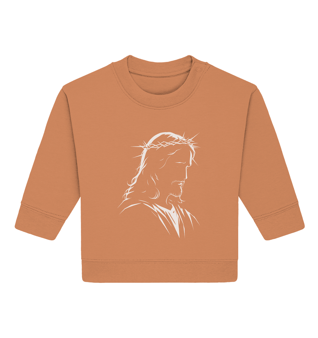 Der Blick des Erlösers – Jesus-Silhouette im Konturdesign | Christliche Kleidung - Baby Organic Sweatshirt - Kids & Babys - Volcano Stone - GfoitMa