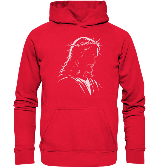 Der Blick des Erlösers – Jesus-Silhouette im Konturdesign | Christliche Kleidung - Kids Premium Hoodie - Kids & Babys - Rot - GfoitMa