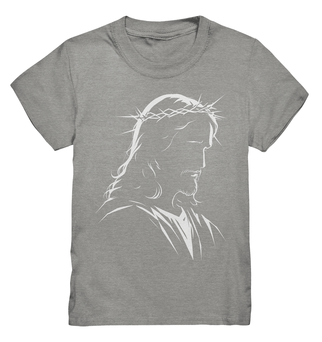 Der Blick des Erlösers – Jesus-Silhouette im Konturdesign | Christliche Kleidung - Kids Premium Shirt - Kids & Babys - Sports Grey (meliert) - GfoitMa