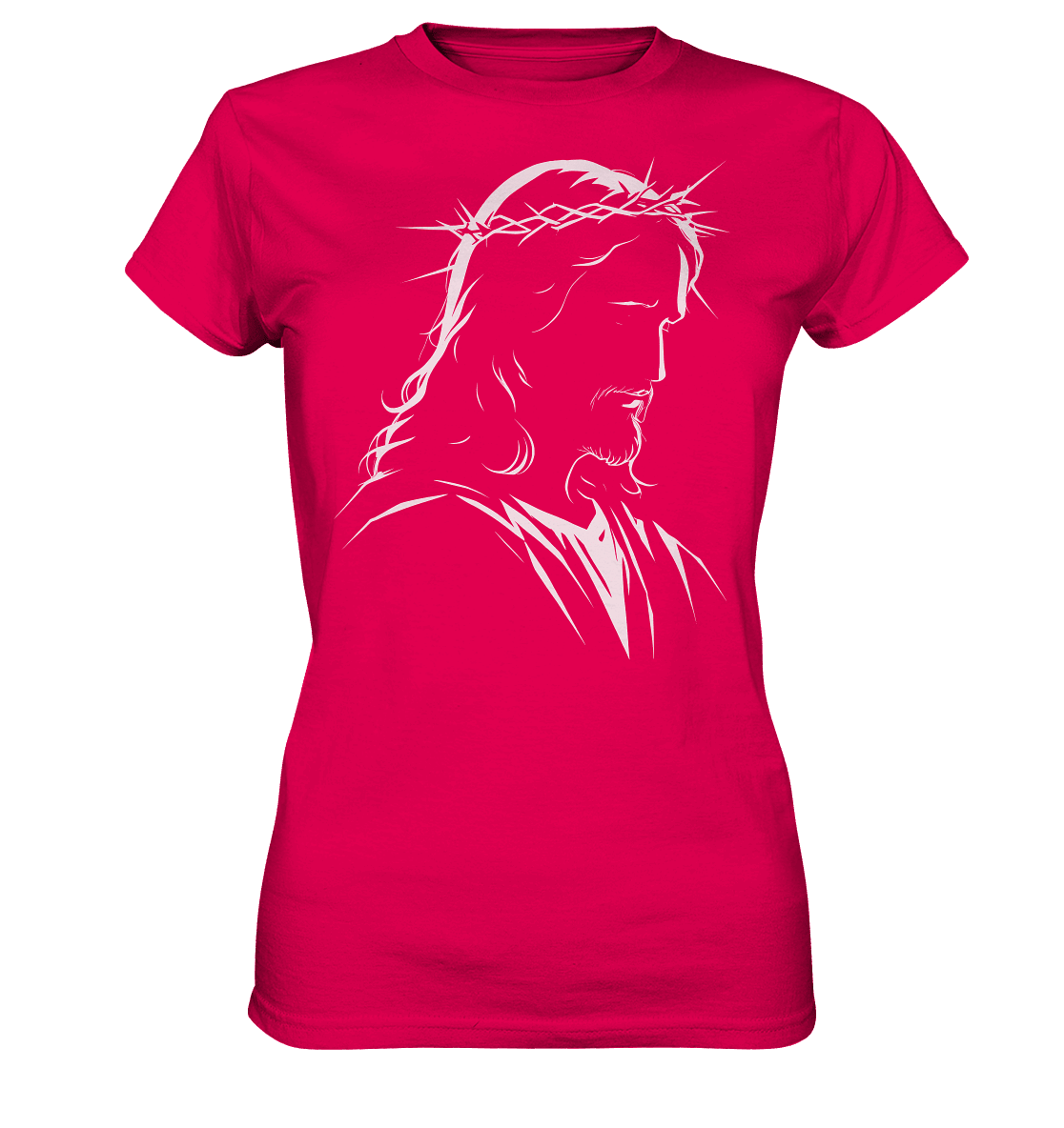 Der Blick des Erlösers – Jesus-Silhouette im Konturdesign | Christliche Kleidung - Ladies Premium Shirt - Lady-Shirts - Sorbet - GfoitMa