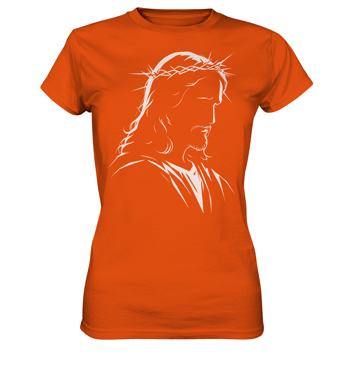 Der Blick des Erlösers – Jesus-Silhouette im Konturdesign | Christliche Kleidung - Ladies Premium Shirt - Lady-Shirts - Orange - GfoitMa