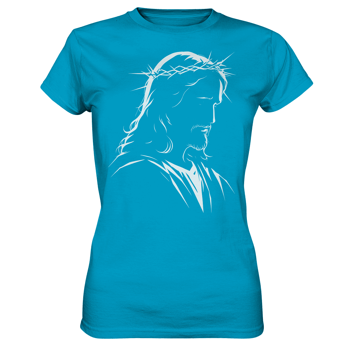 Der Blick des Erlösers – Jesus-Silhouette im Konturdesign | Christliche Kleidung - Ladies Premium Shirt - Lady-Shirts - Atoll - GfoitMa