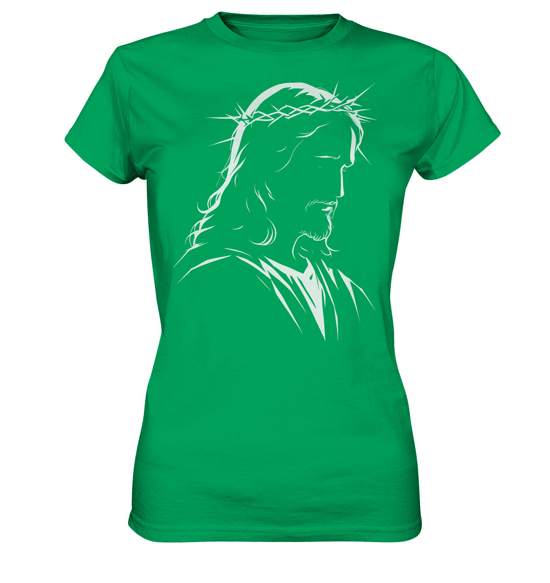 Der Blick des Erlösers – Jesus-Silhouette im Konturdesign | Christliche Kleidung - Ladies Premium Shirt - Lady-Shirts - Kelly Green - GfoitMa