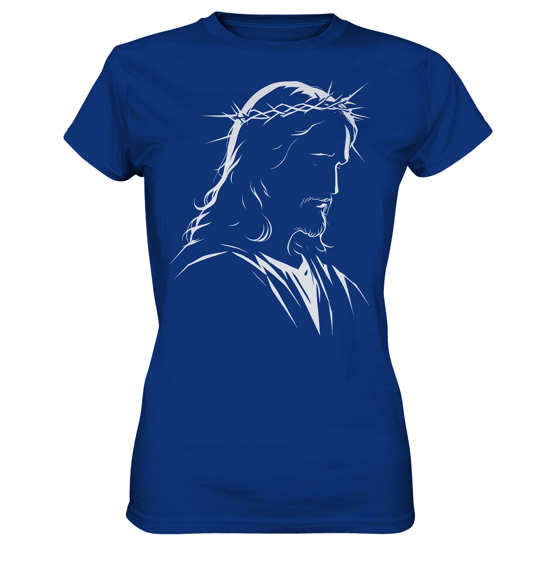 Der Blick des Erlösers – Jesus-Silhouette im Konturdesign | Christliche Kleidung - Ladies Premium Shirt - Lady-Shirts - Royal Blue - GfoitMa