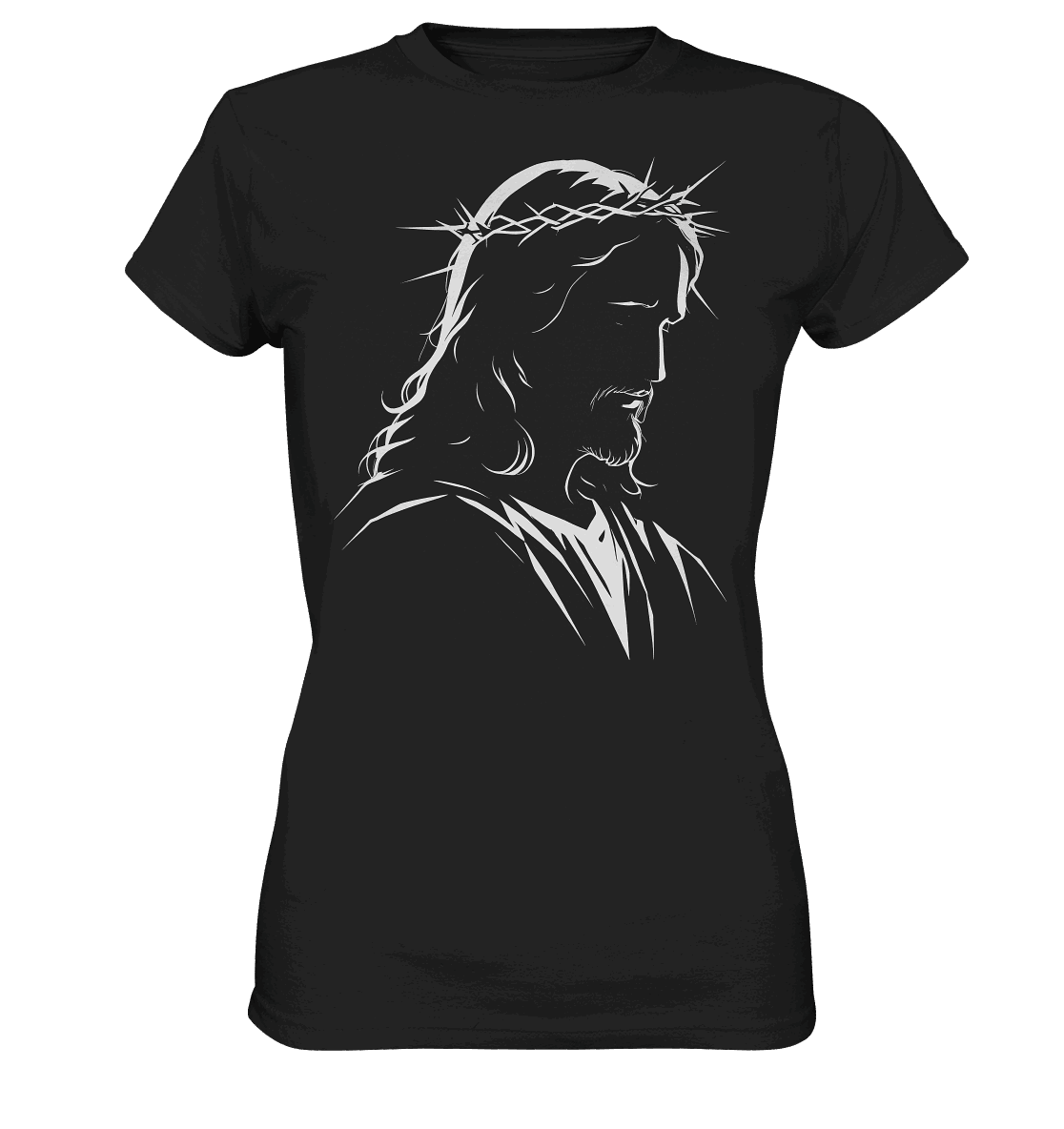 Der Blick des Erlösers – Jesus-Silhouette im Konturdesign | Christliche Kleidung - Ladies Premium Shirt - Lady-Shirts - Black - GfoitMa