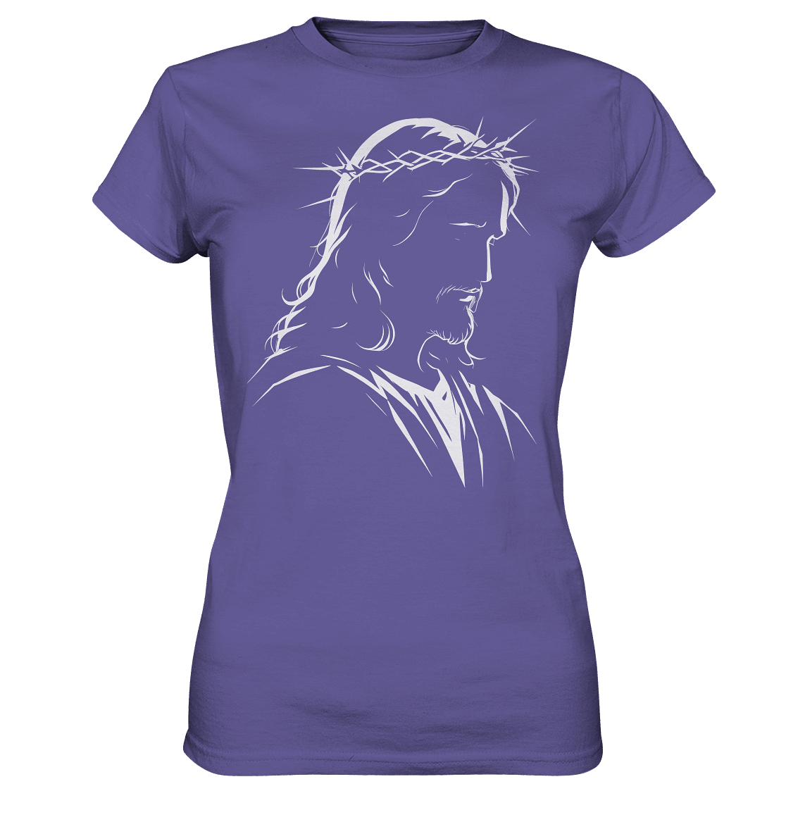 Der Blick des Erlösers – Jesus-Silhouette im Konturdesign | Christliche Kleidung - Ladies Premium Shirt - Lady-Shirts - Millenial Lilac - GfoitMa