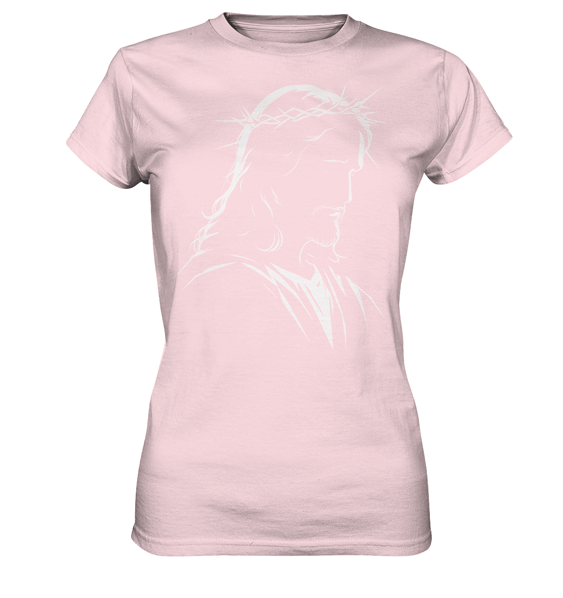 Der Blick des Erlösers – Jesus-Silhouette im Konturdesign | Christliche Kleidung - Ladies Premium Shirt - Lady-Shirts - Orchid Pink - GfoitMa