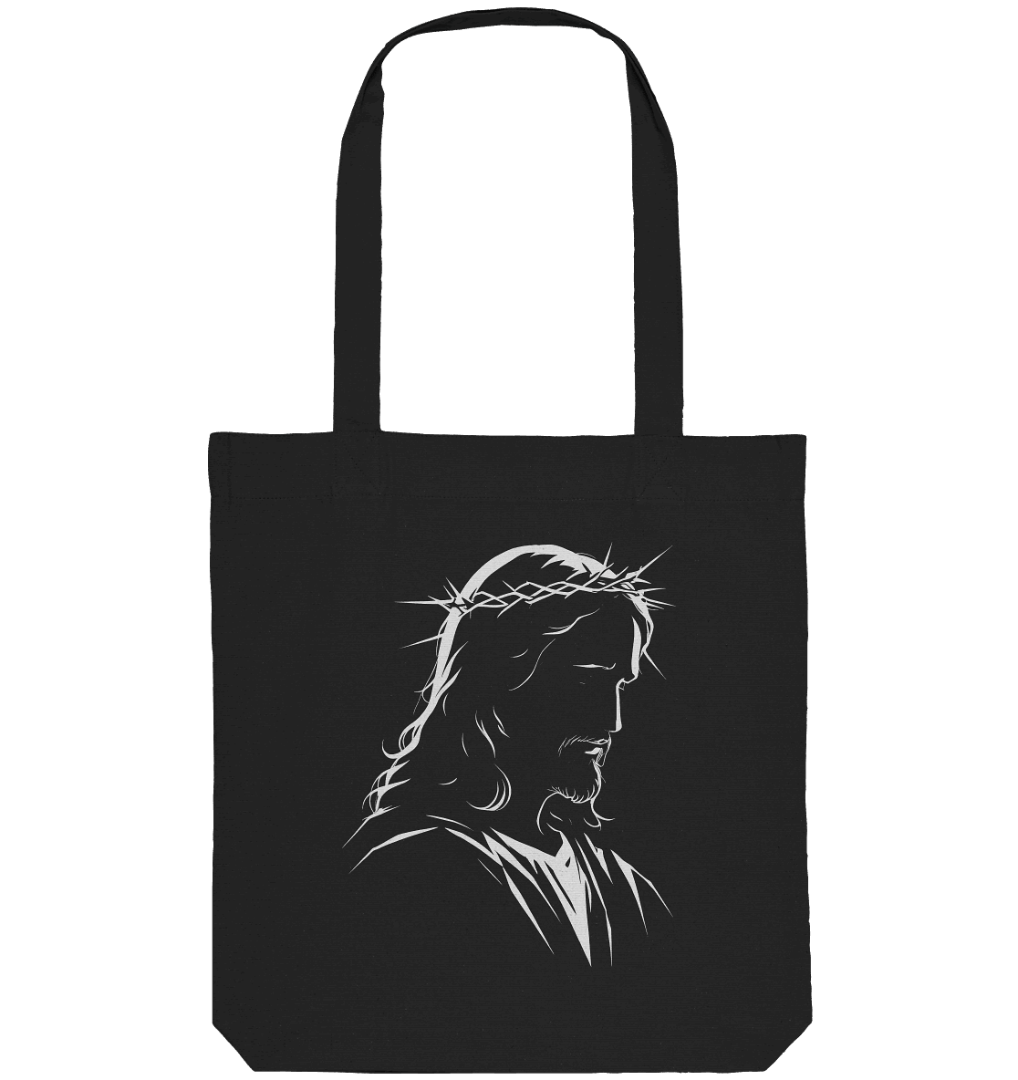 Der Blick des Erlösers – Jesus-Silhouette im Konturdesign | Christliche Kleidung - Organic Tote-Bag - Taschen - Black - GfoitMa