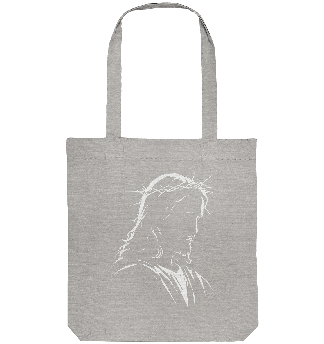 Der Blick des Erlösers – Jesus-Silhouette im Konturdesign | Christliche Kleidung - Organic Tote-Bag - Taschen - Heather Grey - GfoitMa