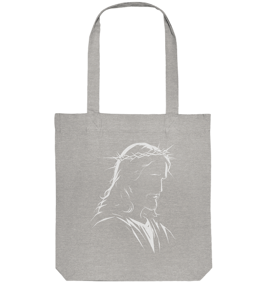 Der Blick des Erlösers – Jesus-Silhouette im Konturdesign | Christliche Kleidung - Organic Tote-Bag - Taschen - Heather Grey - GfoitMa