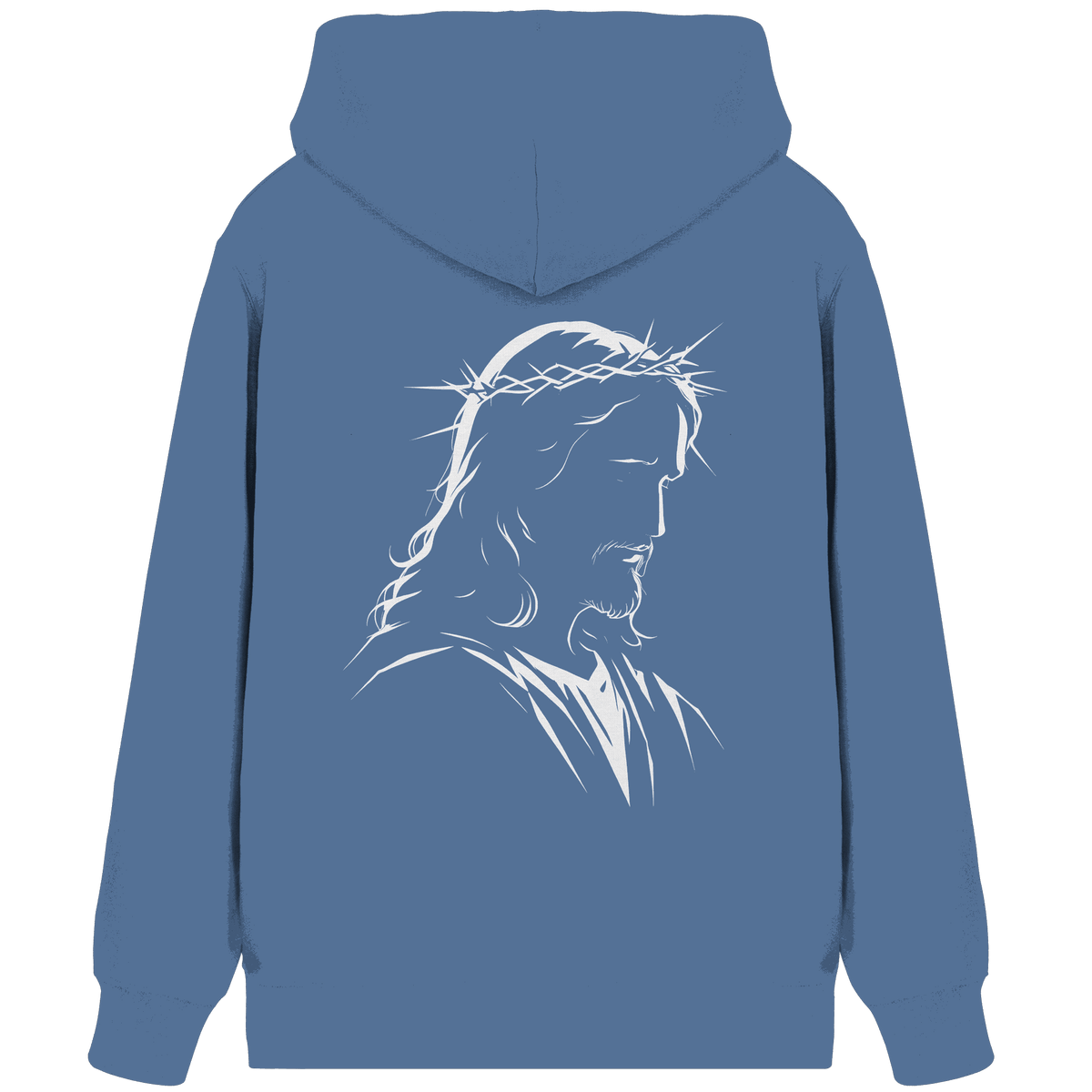 Der Blick des Erlösers – Jesus-Silhouette im Konturdesign | Christliche Kleidung - Organic Zipper - Jacken/ Zipper - Bright Blue - GfoitMa