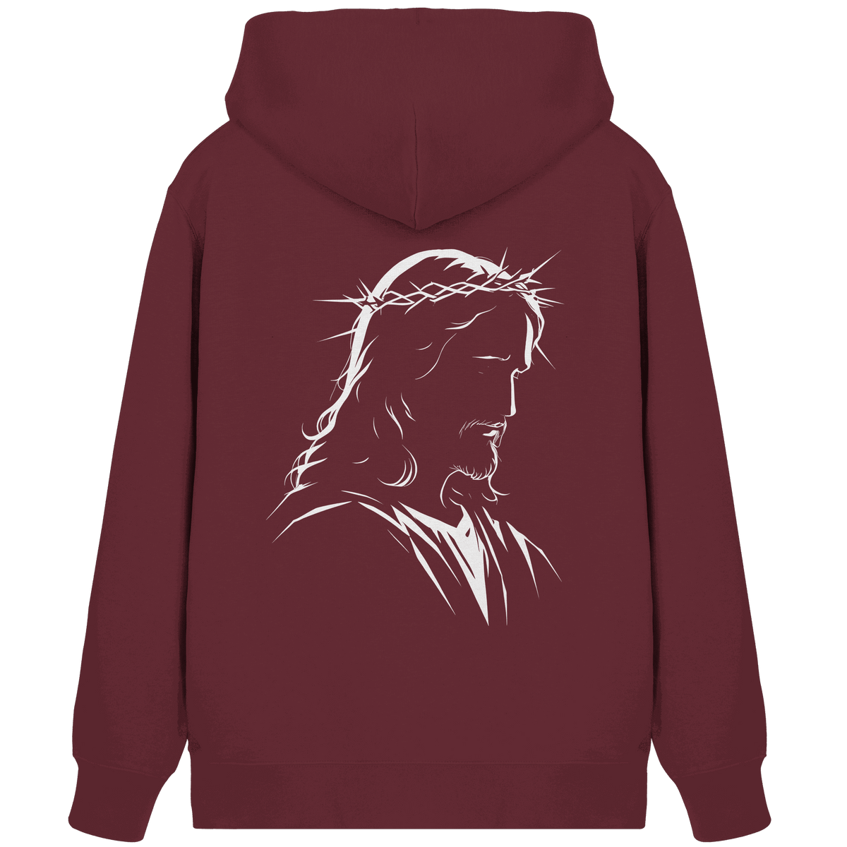Der Blick des Erlösers – Jesus-Silhouette im Konturdesign | Christliche Kleidung - Organic Zipper - Jacken/ Zipper - Burgundy - GfoitMa