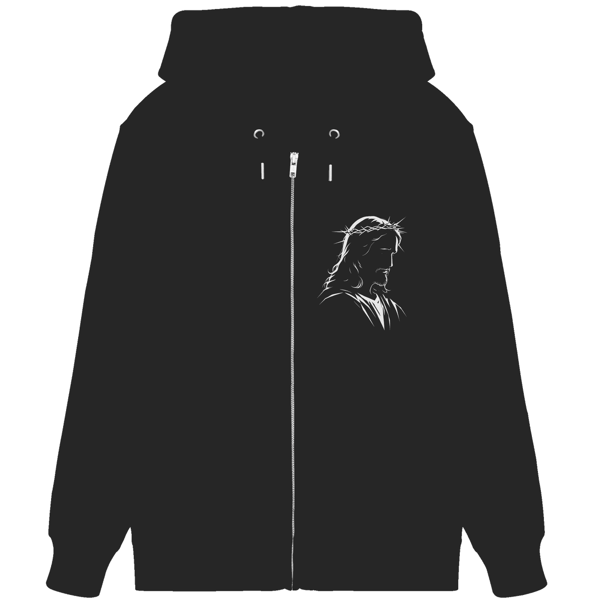 Der Blick des Erlösers – Jesus-Silhouette im Konturdesign | Christliche Kleidung - Organic Zipper - Jacken/ Zipper - Black - GfoitMa