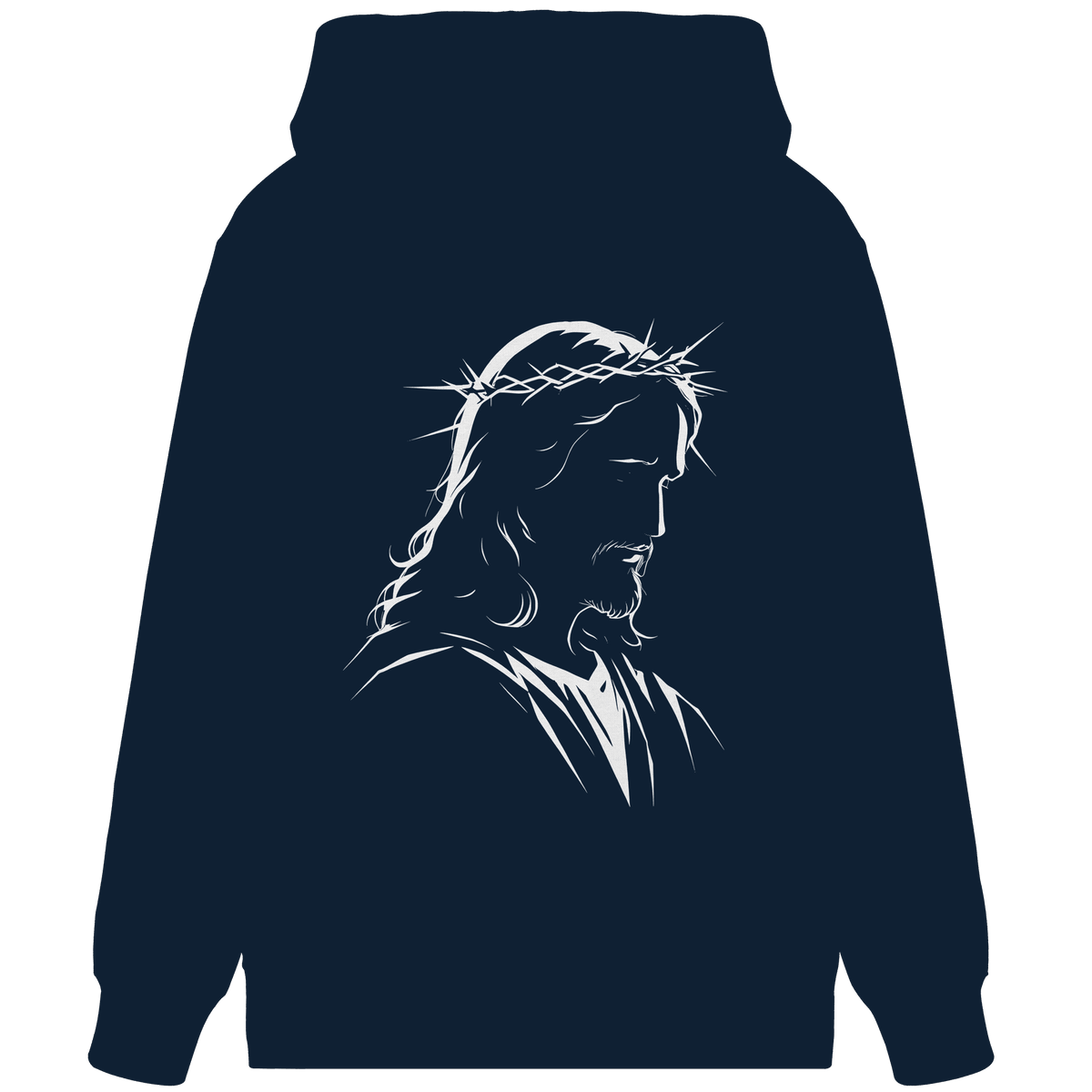 Der Blick des Erlösers – Jesus-Silhouette im Konturdesign | Christliche Kleidung - Organic Zipper - Jacken/ Zipper - French Navy - GfoitMa