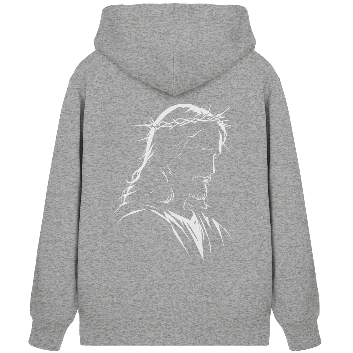 Der Blick des Erlösers – Jesus-Silhouette im Konturdesign | Christliche Kleidung - Organic Zipper - Jacken/ Zipper - Heather Grey - GfoitMa