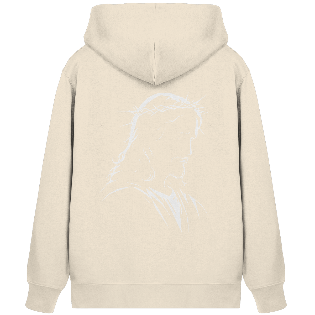 Der Blick des Erlösers – Jesus-Silhouette im Konturdesign | Christliche Kleidung - Organic Zipper - Jacken/ Zipper - Natural Raw - GfoitMa