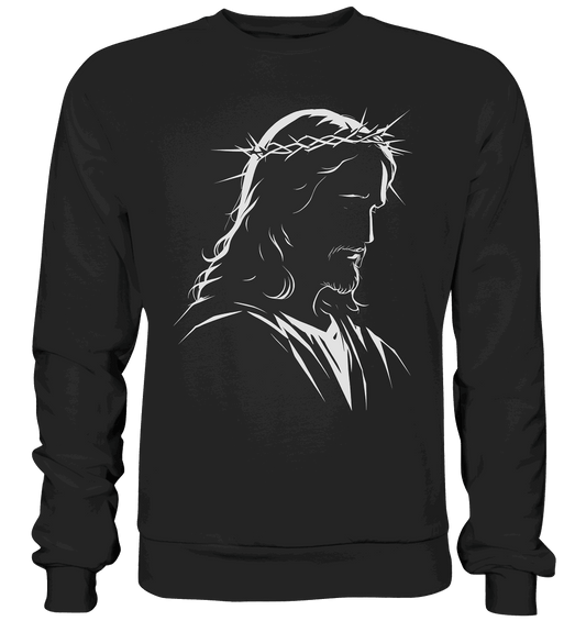 Der Blick des Erlösers – Jesus-Silhouette im Konturdesign | Christliche Kleidung - Premium Sweatshirt - Sweatshirts - Black - GfoitMa