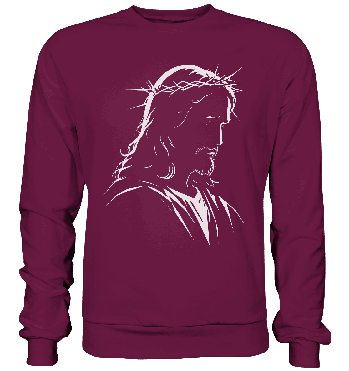 Der Blick des Erlösers – Jesus-Silhouette im Konturdesign | Christliche Kleidung - Premium Sweatshirt - Sweatshirts - Burgund - GfoitMa
