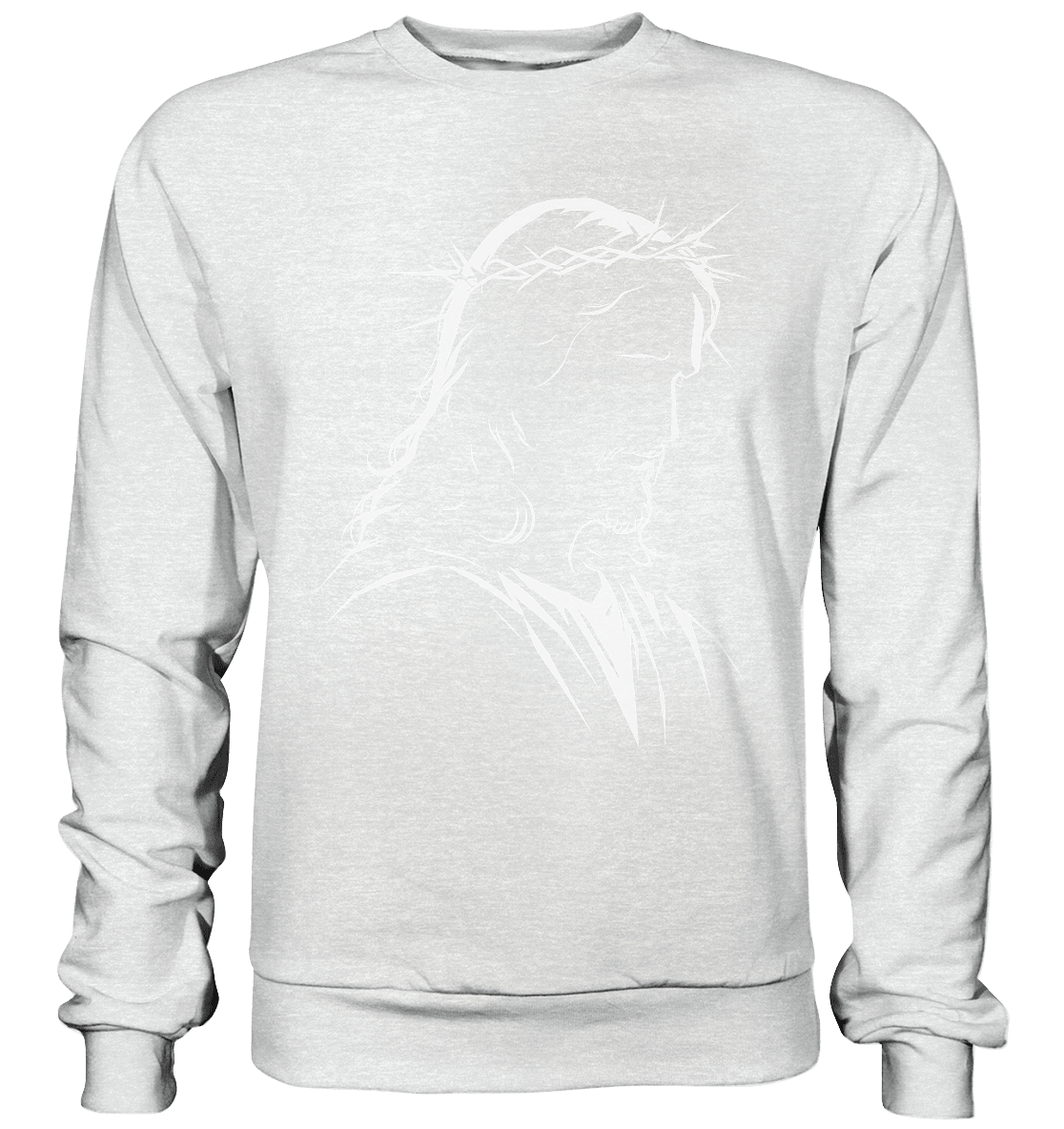 Der Blick des Erlösers – Jesus-Silhouette im Konturdesign | Christliche Kleidung - Premium Sweatshirt - Sweatshirts - Heather Grey (meliert) - GfoitMa
