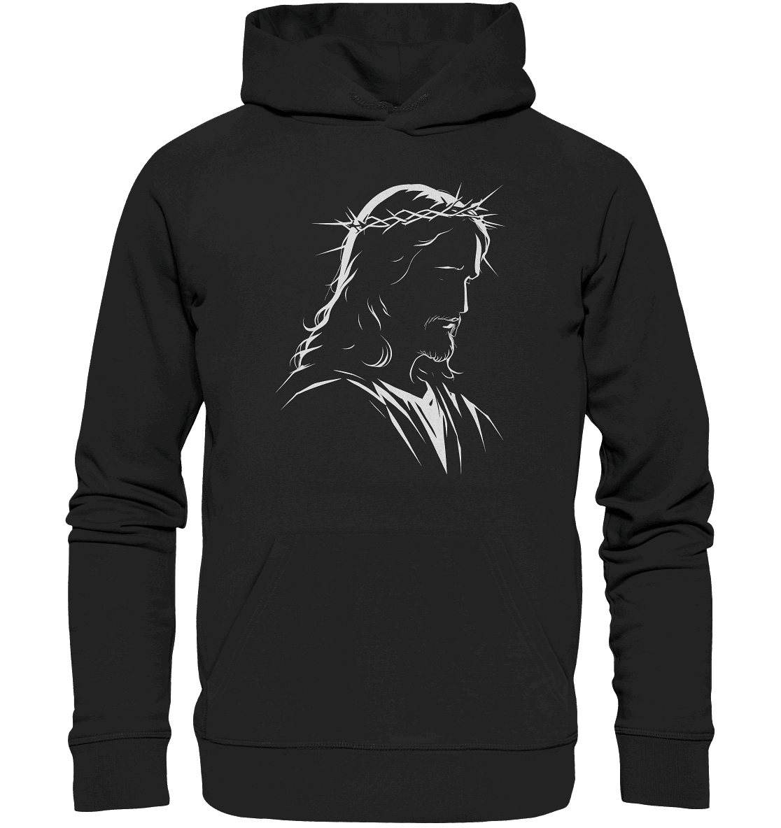 Der Blick des Erlösers – Jesus-Silhouette im Konturdesign | Christliche Kleidung - Premium Unisex Hoodie - Hoodies - Black - GfoitMa
