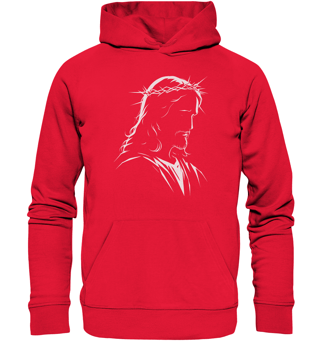 Der Blick des Erlösers – Jesus-Silhouette im Konturdesign | Christliche Kleidung - Premium Unisex Hoodie - Hoodies - Rot - GfoitMa