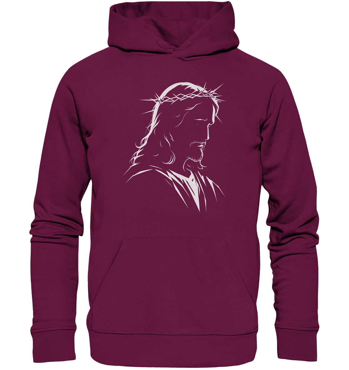 Der Blick des Erlösers – Jesus-Silhouette im Konturdesign | Christliche Kleidung - Premium Unisex Hoodie - Hoodies - Burgund - GfoitMa