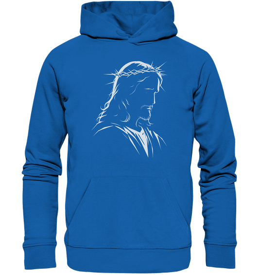 Der Blick des Erlösers – Jesus-Silhouette im Konturdesign | Christliche Kleidung - Premium Unisex Hoodie - Hoodies - Royal Blau - GfoitMa