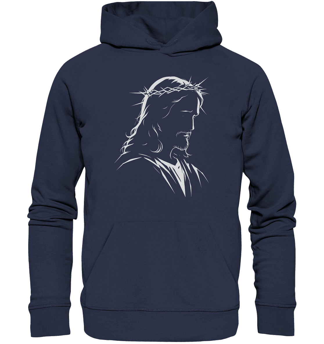 Der Blick des Erlösers – Jesus-Silhouette im Konturdesign | Christliche Kleidung - Premium Unisex Hoodie - Hoodies - Deep Navy - GfoitMa