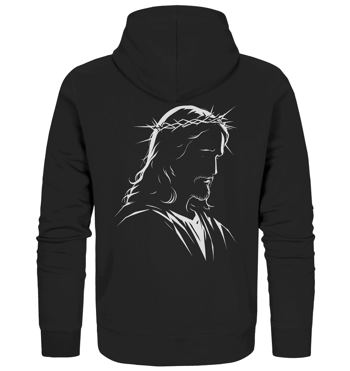 Der Blick des Erlösers – Jesus-Silhouette im Konturdesign | Christliche Kleidung - Zipper - Jacken/ Zipper - Black Pure - GfoitMa