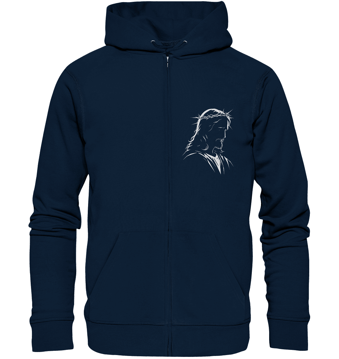 Der Blick des Erlösers – Jesus-Silhouette im Konturdesign | Christliche Kleidung - Zipper - Jacken/ Zipper - Navy - GfoitMa