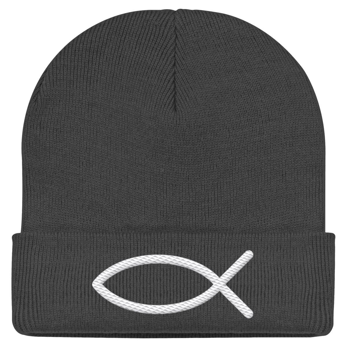 Der Ichthys – Ein zeitloses Zeichen (Stick) | Christliche Kleidung - Classic Beanie - Kappen & Mützen - Graphite Grey - GfoitMa