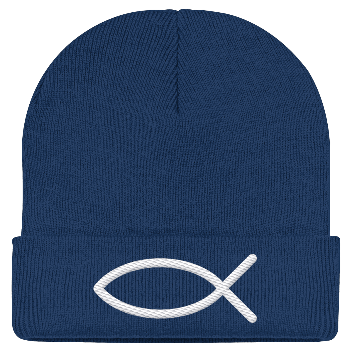 Der Ichthys – Ein zeitloses Zeichen (Stick) | Christliche Kleidung - Classic Beanie - Kappen & Mützen - Oxford Navy - GfoitMa