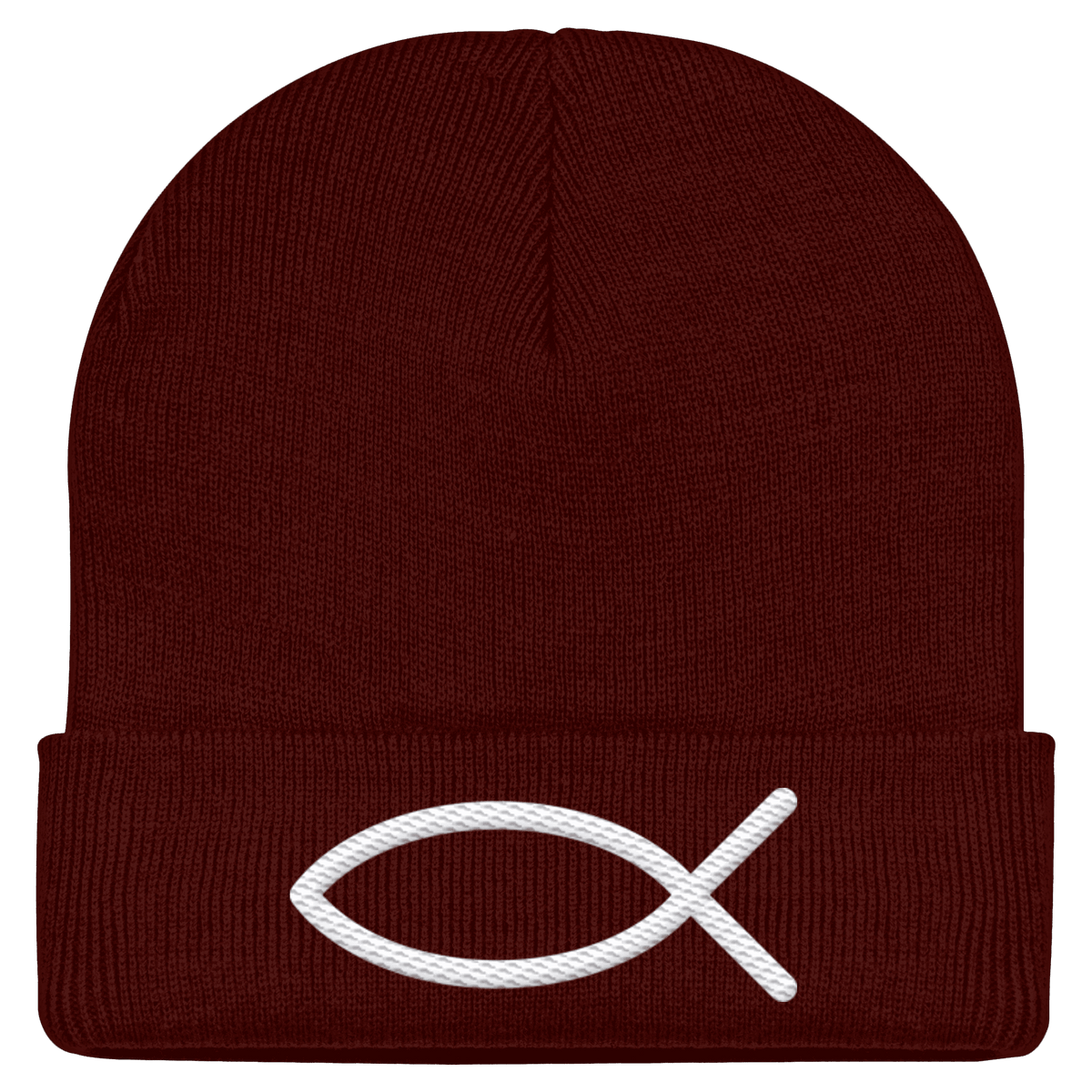 Der Ichthys – Ein zeitloses Zeichen (Stick) | Christliche Kleidung - Classic Beanie - Kappen & Mützen - Chocolate - GfoitMa