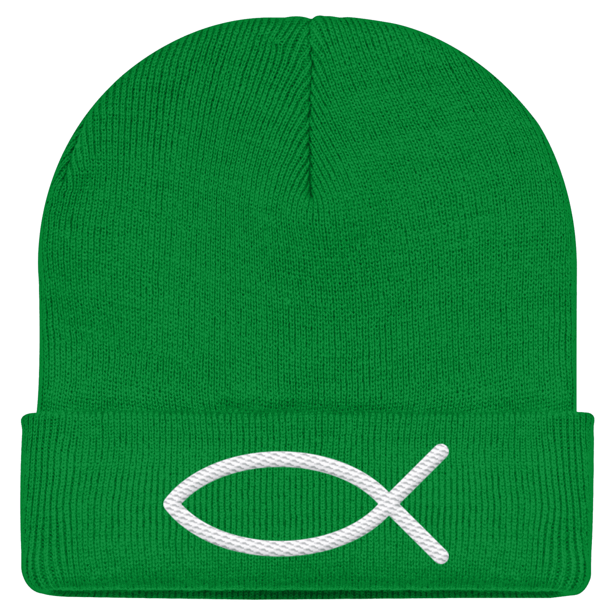 Der Ichthys – Ein zeitloses Zeichen (Stick) | Christliche Kleidung - Classic Beanie - Kappen & Mützen - Kelly Green - GfoitMa