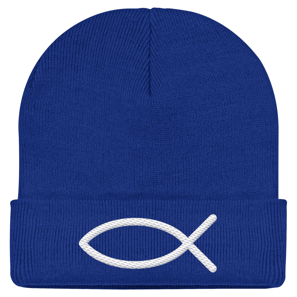 Der Ichthys – Ein zeitloses Zeichen (Stick) | Christliche Kleidung - Classic Beanie - Kappen & Mützen - Bright Royal - GfoitMa