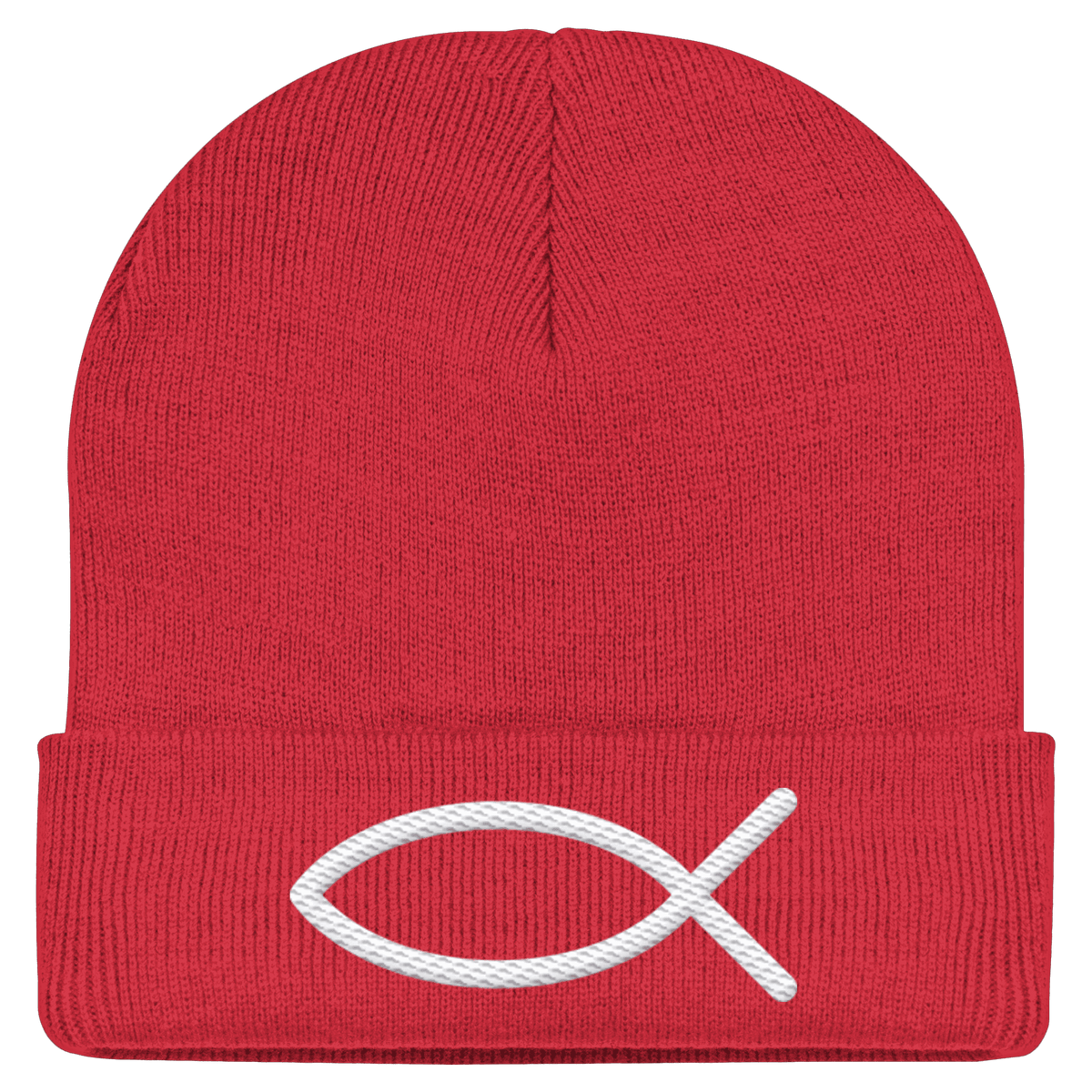 Der Ichthys – Ein zeitloses Zeichen (Stick) | Christliche Kleidung - Classic Beanie - Kappen & Mützen - Classic Red - GfoitMa
