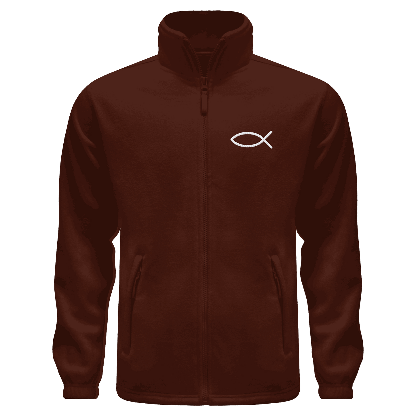 Der Ichthys – Ein zeitloses Zeichen (Stick) | Christliche Kleidung - Fleece Jacket - Jacken/ Zipper - Dark Chocolate - GfoitMa
