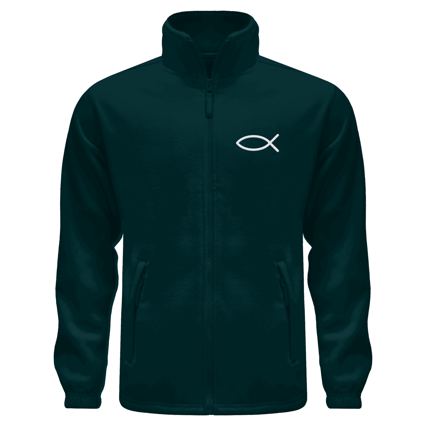 Der Ichthys – Ein zeitloses Zeichen (Stick) | Christliche Kleidung - Fleece Jacket - Jacken/ Zipper - Fir Green - GfoitMa