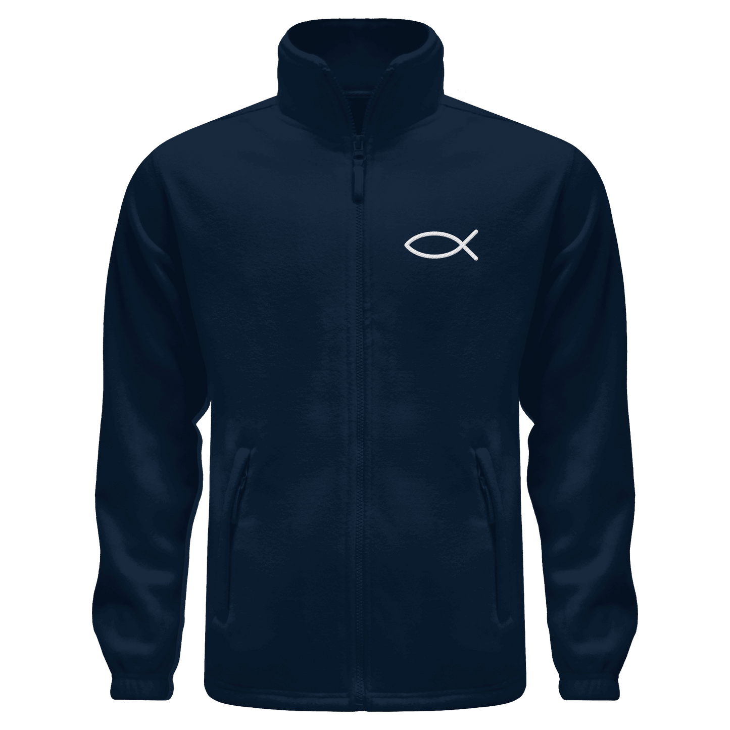 Der Ichthys – Ein zeitloses Zeichen (Stick) | Christliche Kleidung - Fleece Jacket - Jacken/ Zipper - Navy - GfoitMa