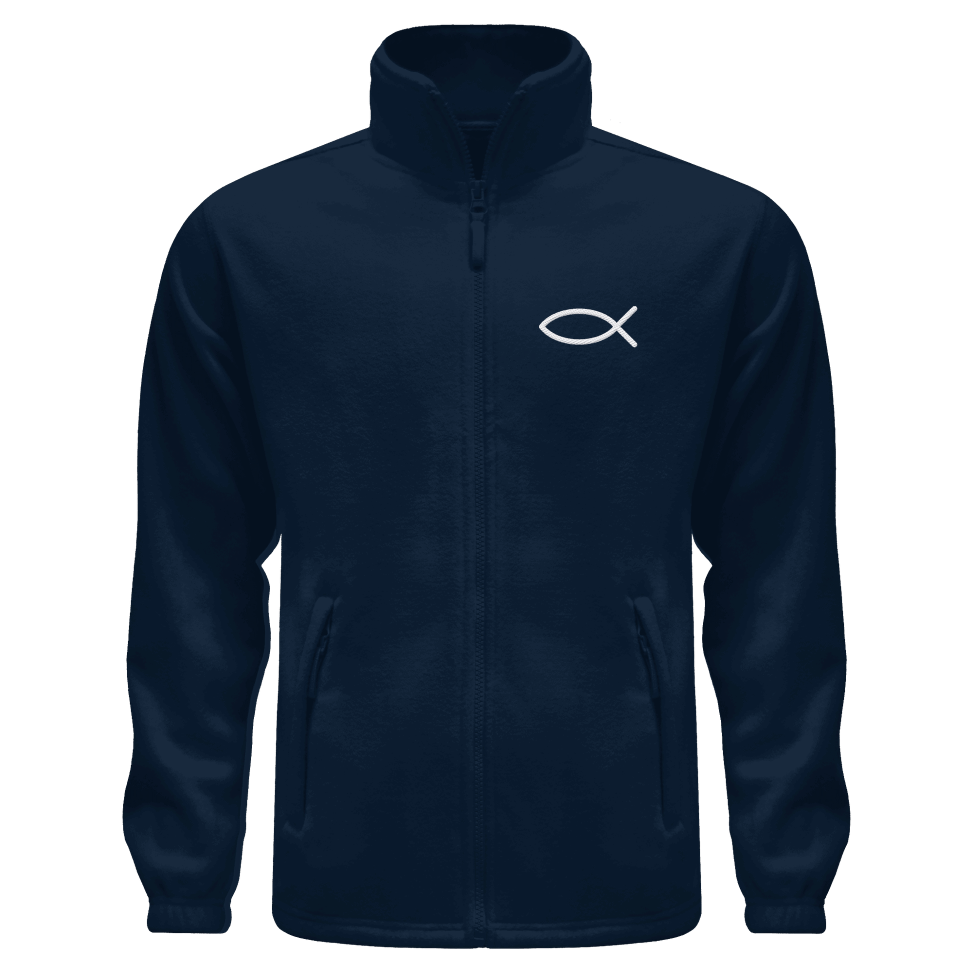 Der Ichthys – Ein zeitloses Zeichen (Stick) | Christliche Kleidung - Fleece Jacket - Jacken/ Zipper - Navy - GfoitMa