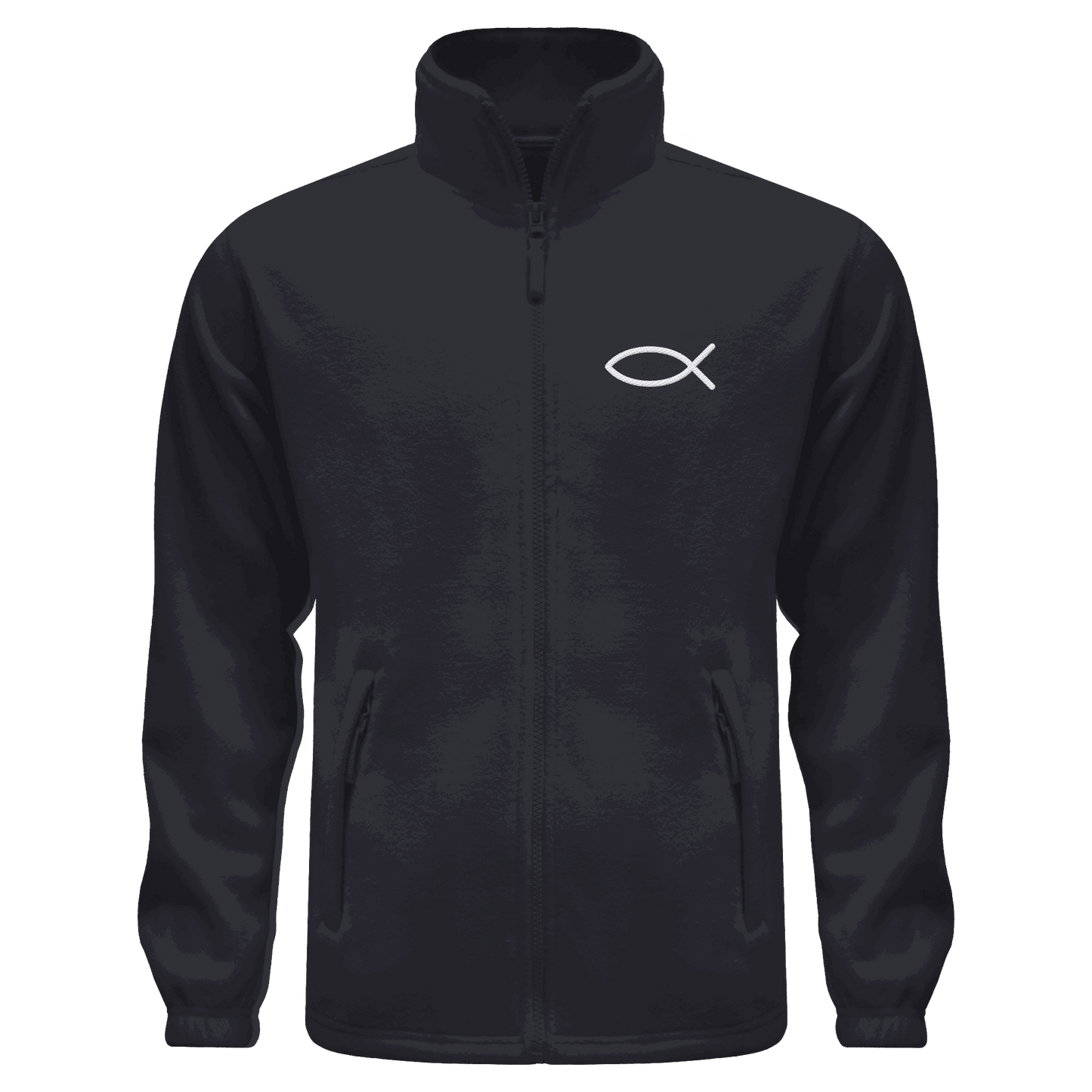 Der Ichthys – Ein zeitloses Zeichen (Stick) | Christliche Kleidung - Fleece Jacket - Jacken/ Zipper - Black - GfoitMa