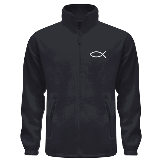 Der Ichthys – Ein zeitloses Zeichen (Stick) | Christliche Kleidung - Fleece Jacket - Jacken/ Zipper - Black - GfoitMa