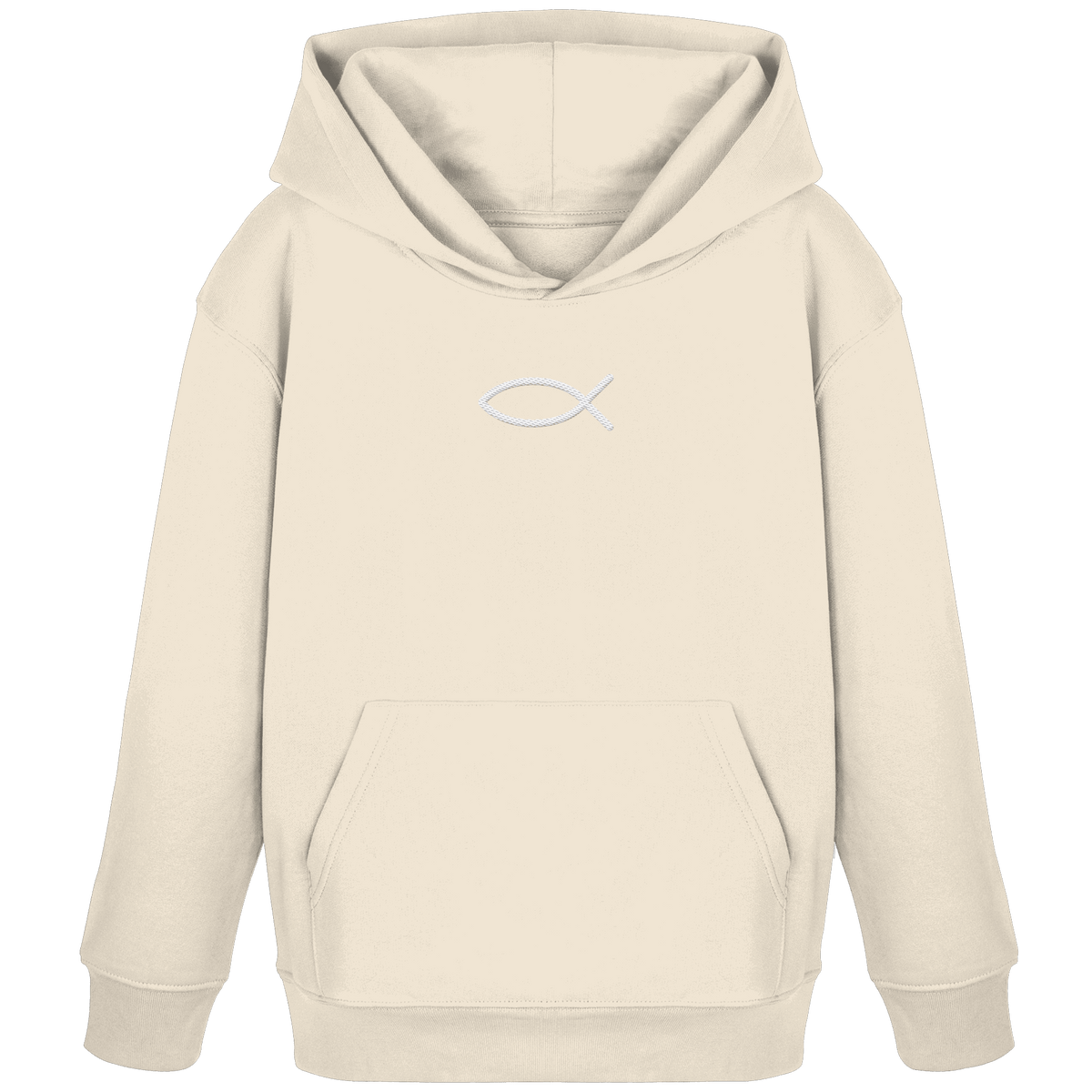 Der Ichthys – Ein zeitloses Zeichen (Stick) | Christliche Kleidung - Kids Organic Hoodie - Kids & Babys - Natural Raw - GfoitMa