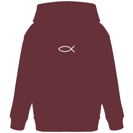 Der Ichthys – Ein zeitloses Zeichen (Stick) | Christliche Kleidung - Kids Organic Hoodie - Kids & Babys - Burgundy - GfoitMa