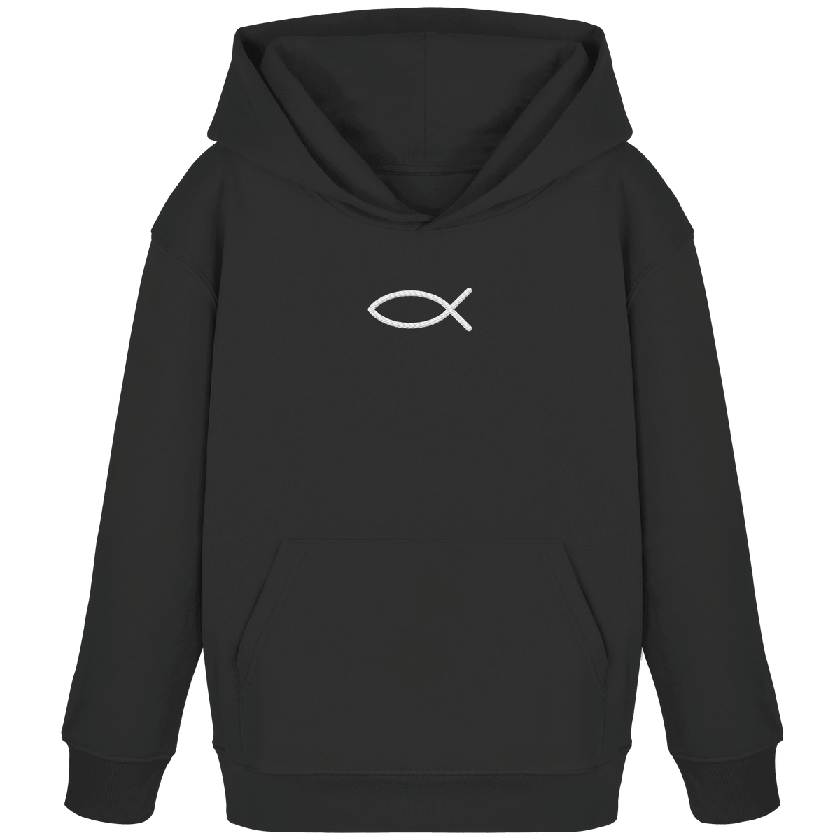 Der Ichthys – Ein zeitloses Zeichen (Stick) | Christliche Kleidung - Kids Organic Hoodie - Kids & Babys - Black - GfoitMa