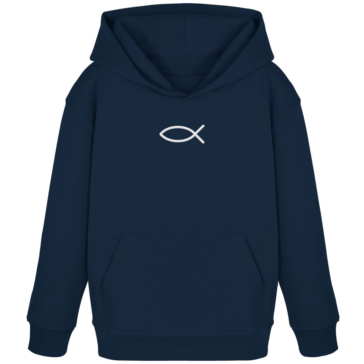 Der Ichthys – Ein zeitloses Zeichen (Stick) | Christliche Kleidung - Kids Organic Hoodie - Kids & Babys - French Navy - GfoitMa