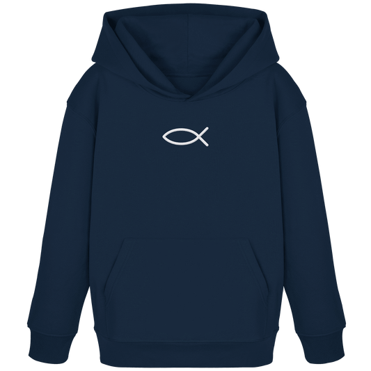 Der Ichthys – Ein zeitloses Zeichen (Stick) | Christliche Kleidung - Kids Organic Hoodie - Kids & Babys - French Navy - GfoitMa