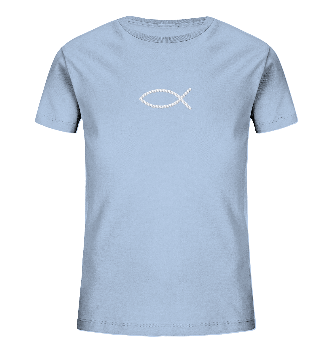 Der Ichthys – Ein zeitloses Zeichen (Stick) | Christliche Kleidung - Kids Organic Shirt (Stick) - Kids & Babys - Blue Soul - GfoitMa
